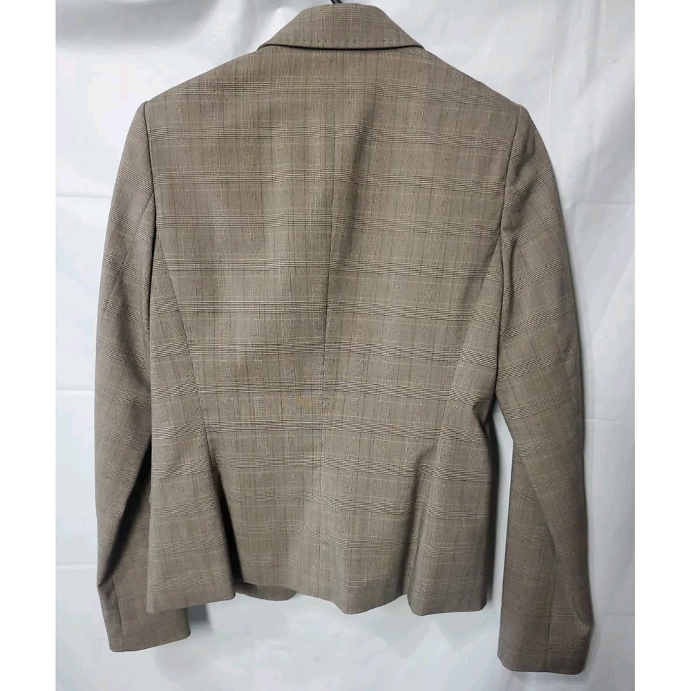 Tahari women's blazer jacket sz 8‎ Brown Gray Check Career Preppy Office Fall - Picture 9 of 11